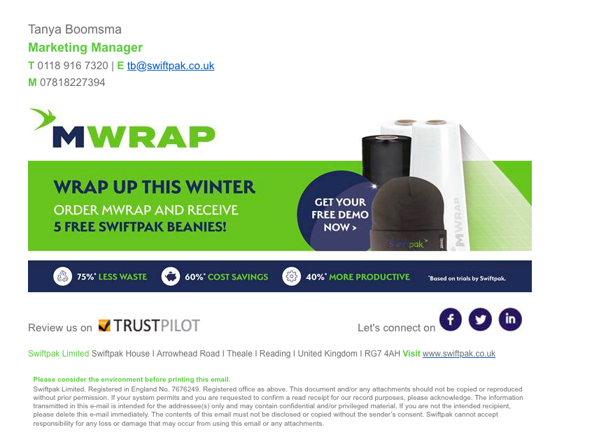 Email signature marketing - Swiftpak