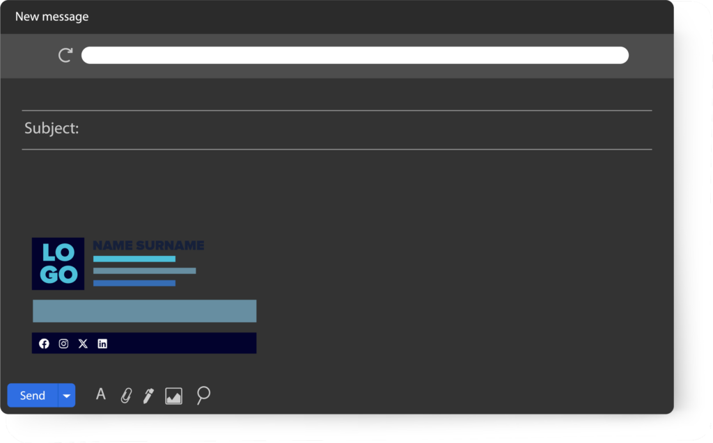 Dark version - Optimization screen email signature using Xink's platform